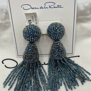 Oscar De La Renta Short Beaded Tassel Earrings